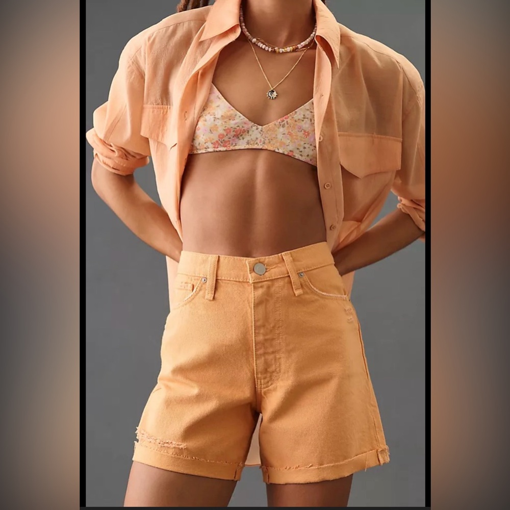 NWT Hudson Devon High-Rise Boyfriend Cuffed Shorts  size 26 Clay Destructed